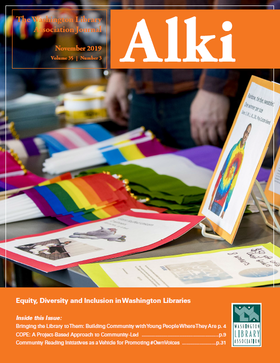 Literacy In Libraries Fall 2019 Cover of Alki: Equity, Diversity and Inclusion in Libraries